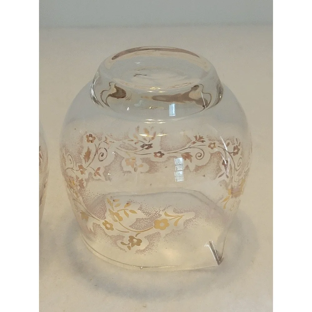 Vintage Glass Creamer and‎ Sugar Bowl Set Gold Pink Floral Filigree Frosted Lace
